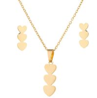 1 Set Fashion Heart Shape Stainless Steel Titanium Steel Plating Earrings Necklace sku image 1