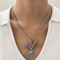 1 Piece Nordic Style Bird Alloy Inlay Artificial Diamond 14k Gold Plated Women's Pendant Necklace main image 1