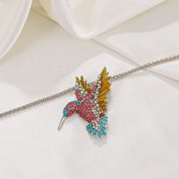 1 Piece Nordic Style Bird Alloy Inlay Artificial Diamond 14k Gold Plated Women's Pendant Necklace main image 2