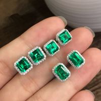 1 Pair Simple Style Square Copper Inlay Zircon Ear Studs main image 5