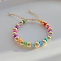 1 Pieza Moda Multicolor Arcilla Suave Metal Con Cuentas Tejido De Punto Mujeres Pulsera main image 4