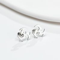 1 Pair Simple Style Geometric Letter Heart Shape Stainless Steel Plating Ear Studs sku image 8
