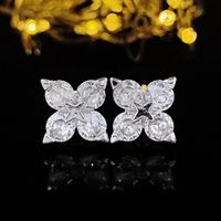 1 Pair Fashion Leaf Heart Shape Butterfly Copper Inlay Zircon Ear Studs sku image 10