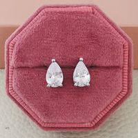 1 Pair Fashion Leaf Heart Shape Butterfly Copper Inlay Zircon Ear Studs sku image 3