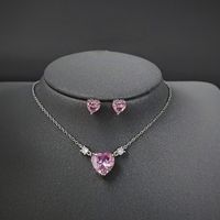1 Set Fashion Heart Shape Copper Inlay Zircon Jewelry Set main image 6