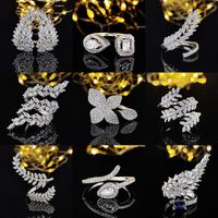 1 Piece Fashion Butterfly Copper Inlay Zircon Open Ring main image 3