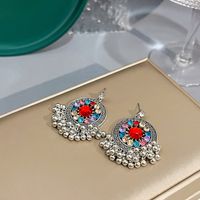 1 Pair Ethnic Style Geometric Alloy Inlay Artificial Gemstones Women's Drop Earrings main image 2