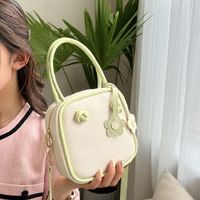 Women's Pu Leather Color Block Flower Fashion Square Zipper Shoulder Bag Handbag Crossbody Bag sku image 1