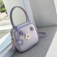 Women's Pu Leather Color Block Flower Fashion Square Zipper Shoulder Bag Handbag Crossbody Bag sku image 3