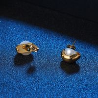 1 Stück Einfacher Stil Runden Inlay Titan Stahl Perle Ohrringe main image 3