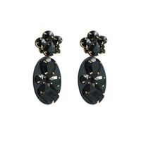 Wholesale Jewelry 1 Pair Baroque Style Oval Water Droplets Resin Rhinestones Glass Drop Earrings sku image 4