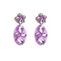 Wholesale Jewelry 1 Pair Baroque Style Oval Water Droplets Resin Rhinestones Glass Drop Earrings sku image 7