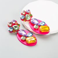 1 Pair Classic Style Oval Water Droplets Arylic Inlay Rhinestones Glass Women's Drop Earrings main image 6