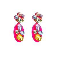Wholesale Jewelry 1 Pair Baroque Style Oval Water Droplets Resin Rhinestones Glass Drop Earrings sku image 9