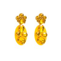 Wholesale Jewelry 1 Pair Baroque Style Oval Water Droplets Resin Rhinestones Glass Drop Earrings sku image 8