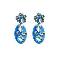 Wholesale Jewelry 1 Pair Baroque Style Oval Water Droplets Resin Rhinestones Glass Drop Earrings sku image 5