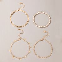 4 Pieces Vacation Star Alloy Beaded Buckle Chain Women's Anklet main image 4