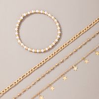 4 Pieces Vacation Star Alloy Beaded Buckle Chain Women's Anklet main image 5