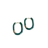 1 Pair Retro U Shape Titanium Steel Enamel Earrings main image 5