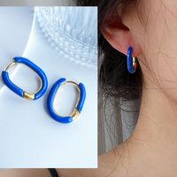 1 Pair Retro U Shape Titanium Steel Enamel Earrings sku image 3