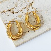 1 Pair Fashion Twist Plating Titanium Steel 18k Gold Plated Earrings main image 1