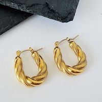 1 Pair Fashion Twist Plating Titanium Steel 18k Gold Plated Earrings main image 4