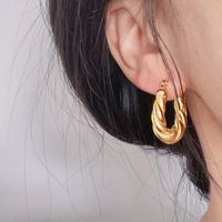 1 Pair Fashion Twist Plating Titanium Steel 18k Gold Plated Earrings sku image 1