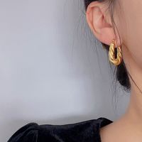 1 Pair Fashion Twist Plating Titanium Steel 18k Gold Plated Earrings main image 2