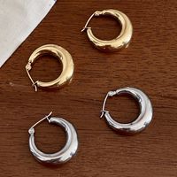 1 Pair Fashion Geometric Titanium Steel Hoop Earrings main image 5