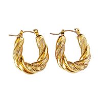 1 Pair Fashion Twist Plating Titanium Steel 18k Gold Plated Earrings main image 3