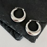 1 Pair Fashion Geometric Titanium Steel Hoop Earrings sku image 1