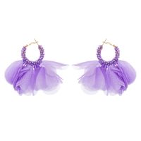 1 Paar Blumen Chiffon Im Ethnischen Stil Plissee Inlay Perlen Damen Ohrringe sku image 1