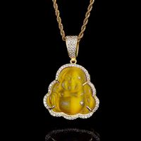 1 Piece Simple Style Maitreya Buddha Copper Inlay Opal Pendant Necklace sku image 13