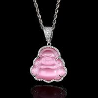 1 Piece Simple Style Maitreya Buddha Copper Inlay Opal Pendant Necklace sku image 16