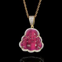 1 Piece Simple Style Maitreya Buddha Copper Inlay Opal Pendant Necklace sku image 11