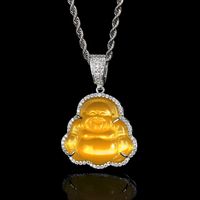 1 Piece Simple Style Maitreya Buddha Copper Inlay Opal Pendant Necklace sku image 14