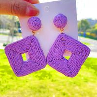 1 Pair Fashion Square Alloy Raffia Patchwork Women's Chandelier Earrings sku image 1