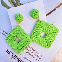 1 Pair Fashion Square Alloy Raffia Patchwork Women's Chandelier Earrings sku image 2