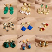 1 Pair Simple Style Flower Alloy Patchwork Inlay Rhinestones Earrings main image 1