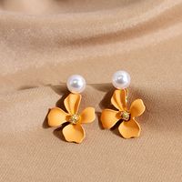 1 Pair Simple Style Flower Alloy Patchwork Inlay Rhinestones Earrings sku image 5