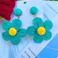 1 Pair Sweet Flower Braid Raffia Drop Earrings main image 6