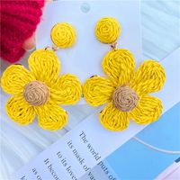 1 Pair Sweet Flower Braid Raffia Drop Earrings sku image 7