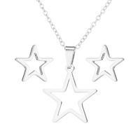 Fashion Pentagram Stainless Steel Plating Earrings Necklace main image 4
