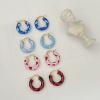 1 Pair Sweet Color Block Titanium Steel Enamel Hoop Earrings main image 1