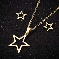 Fashion Pentagram Stainless Steel Plating Earrings Necklace main image 1