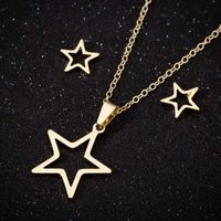 Fashion Pentagram Stainless Steel Plating Earrings Necklace main image 6