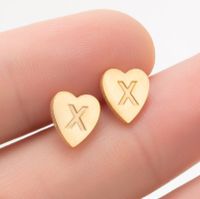1 Pair Fashion Letter Heart Shape Titanium Steel Plating Ear Studs main image 4