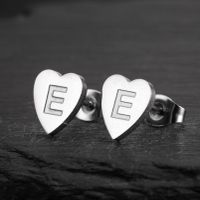 1 Pair Fashion Letter Heart Shape Titanium Steel Plating Ear Studs sku image 5