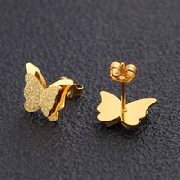 1 Pair Simple Style Butterfly Stainless Steel Plating Ear Studs sku image 2