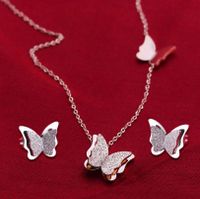 1 Set Sweet Butterfly Titanium Steel Plating Earrings Necklace main image 5